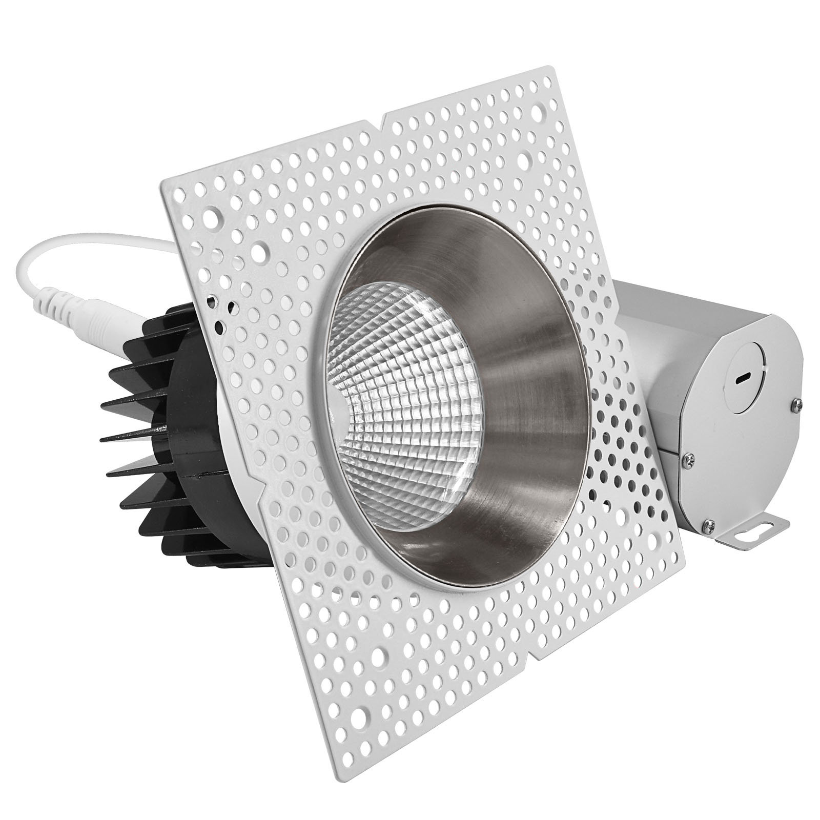 LUXRITE 4-Inch LED Trimless Recessed Spotlight With Nickel Reflector ...