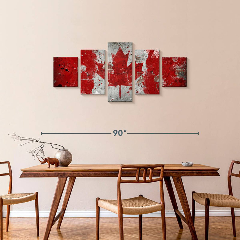 Drapeau du Canada grunge, H 34 po x l 74 po