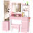 Makeup Vanity Desk with Lights and Full-Length Mirror, Vanity Table Set with 3 Lighting Modes, Dressing Table with Drawers, Large Vanity Desk for Bedroom, Outlets and Stool included-544379675