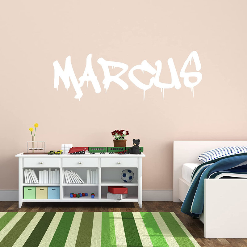 Text & Numbers Non-Wall Damaging Wall Decal, White, 8" H x 36" W