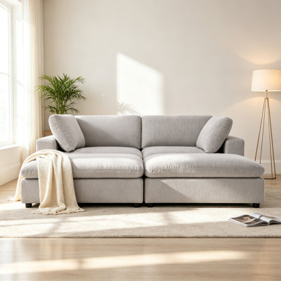 Canapé-lit modulaire en chenille l 77,2 po Odai avec repose-pieds