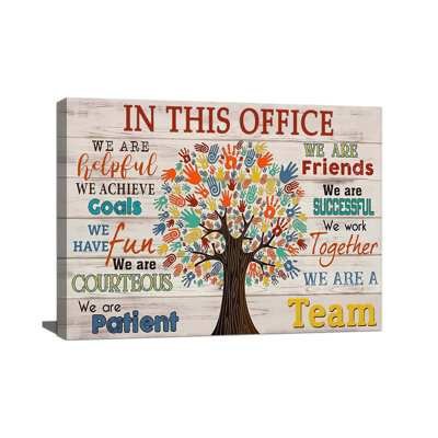 Inspirational Wall Art For Office In This Office We Are A Team Canvas Wall Decor Motivation Positive Quotes Wall Decor Colorful Tree Signs Painting Prints Artwork For Office Framed
