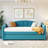Upholstered Daybed Sofa Bed Twin Size With Trundle Bed And Wood Slat ,Blue-1722681235