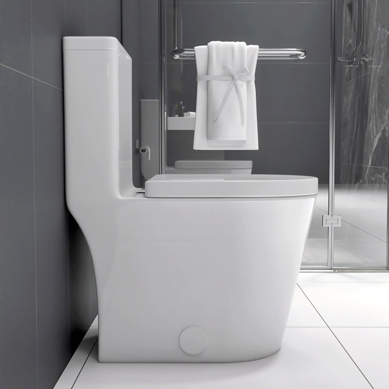 Toilette compacte une pièce, double chasse, profondeur courte 23 pouces, blanc, pour les petites salles de bain
