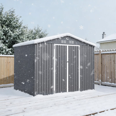 10 ft. W x 8 ft. D Outdoor Metal Tool Storage Shed with Led Light & Air Vents