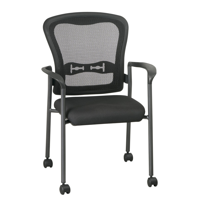 Black Mesh and Fabric Stacking Office Chair with Arms