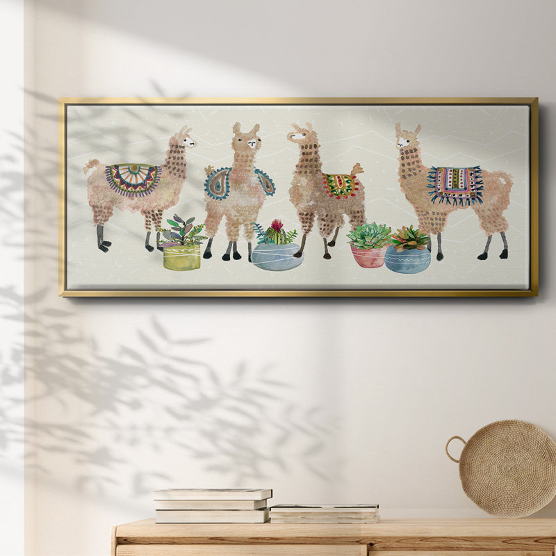 Llama Party- Framed Canvas