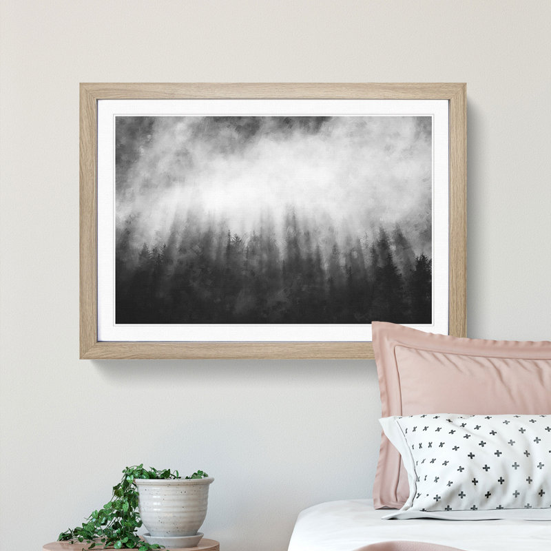 Moody Forest in Misurina Italy - Picture Frame Painting Print, 24cm H x 33cm W x 2cm D, Oak Framed