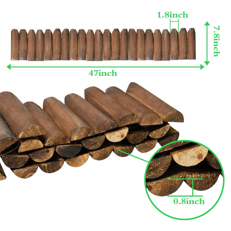 Rustic Brown Wooden Picket Panels for Garden Edging (2 Pack)