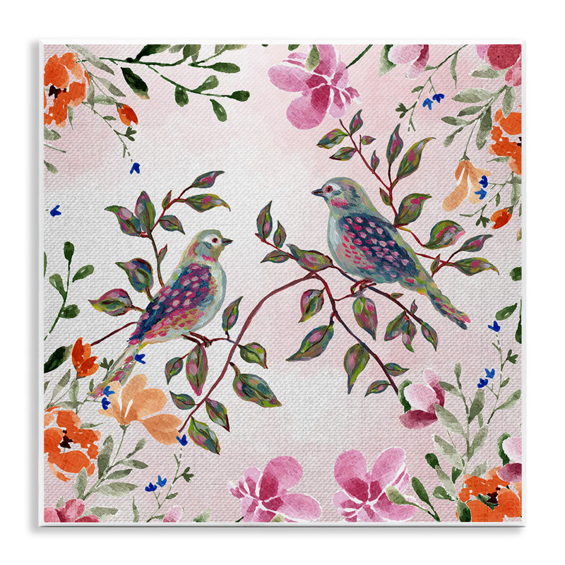Plaque murale Deux oiseaux avec des fleurs, design par Adonna Ebrahimi