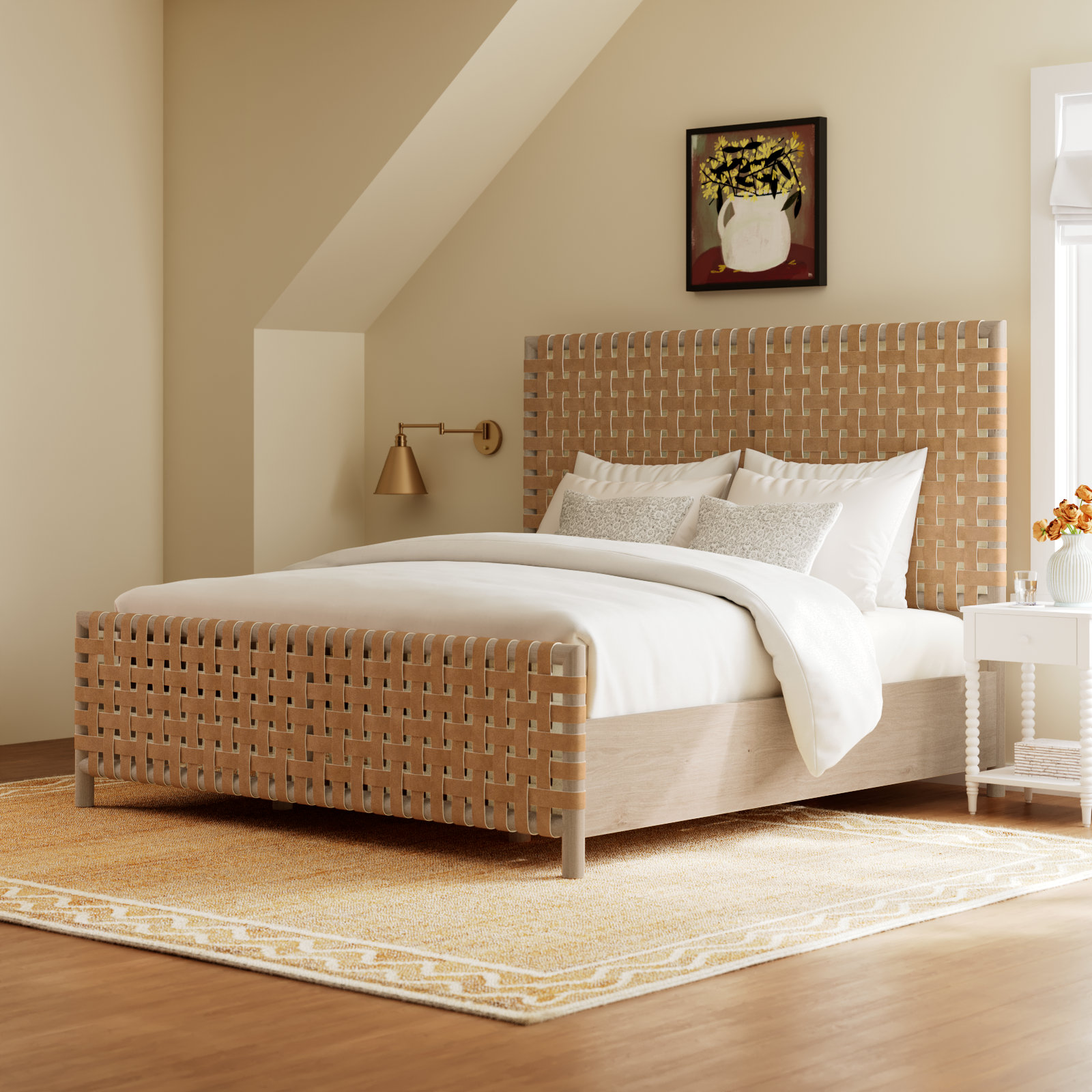 Colleen Leather Bed, King, Granola