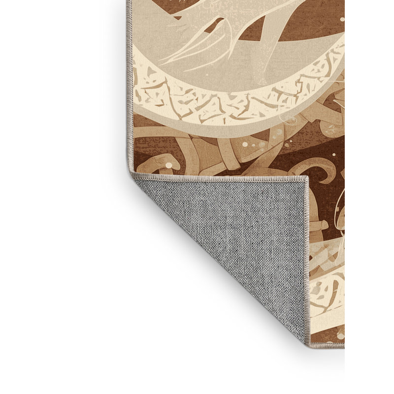 Tapis beige abstrait lavable à la machine Elida Faeries, 6 X 9