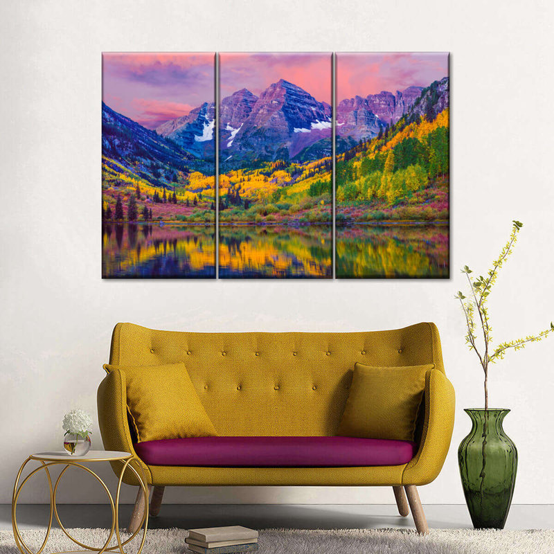 Reproduction d'art sur toile Maroon Bells Autumn Beauty, H 36 po x l 57 po