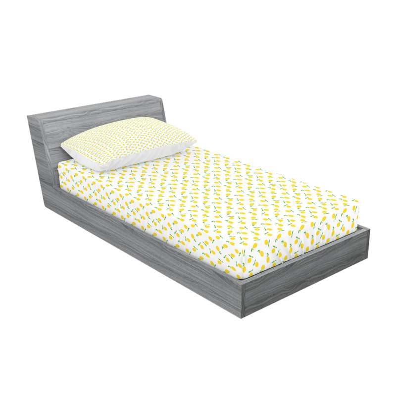 Drap-housse et coussin décoratif Ambesonne citron moutarde vert lime, Ensemble de draps pour lit simple + 3 pièces supp