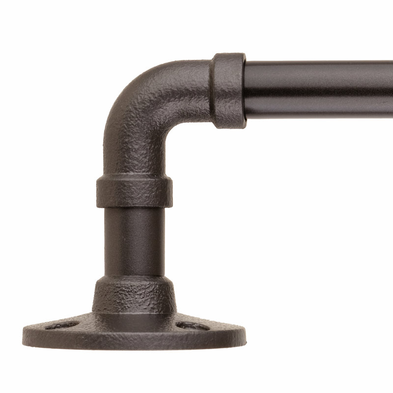 Pryer Metal Adjustable Single Curtain Rod, Vintage Bronze, 86" - 128"