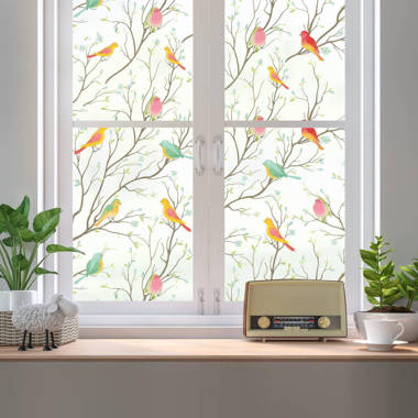 Chinoiserie Static Glass Stickers Opaque Frosted Home Window Films  Decorative