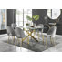 Lenworth Modern Glass & Chrome Metal Dining Table Set & 4 Luxury Velvet Dining Chairs