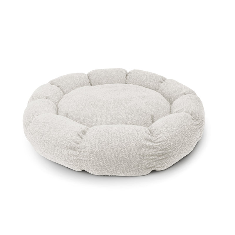 Lit rond avec coussin de siège amovible, H 5 po x l 45 po x P 45 po, Ivoire ivoire