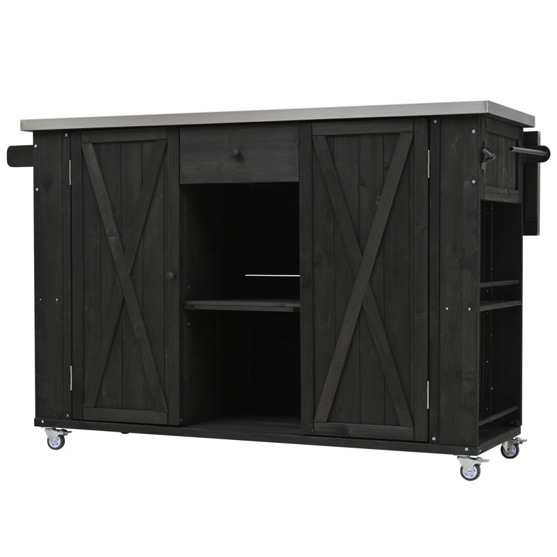 Îlot de cuisine extérieur 52,25 po Farmhouse, Noir