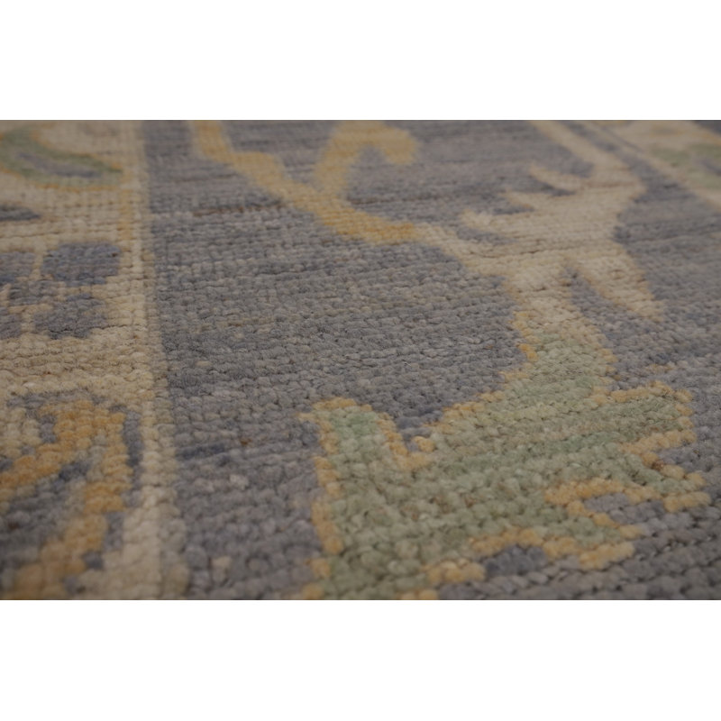 Blue Handmade Oushak Vegetable Dye Turkish Large Rug 10x14