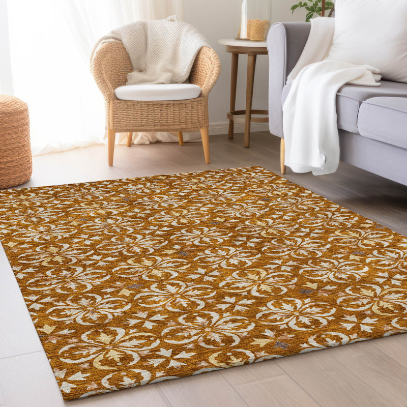 Premium Machine Washable Prisco Paprika Rug, Rectangle 10' x 14'