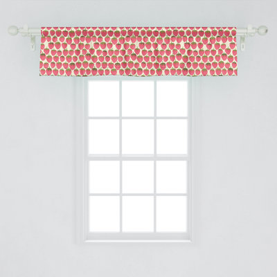 Ambesonne Strawberry Valance Pack of 2 Strawberries Paint Print 54" Dark Coral Olive Green
