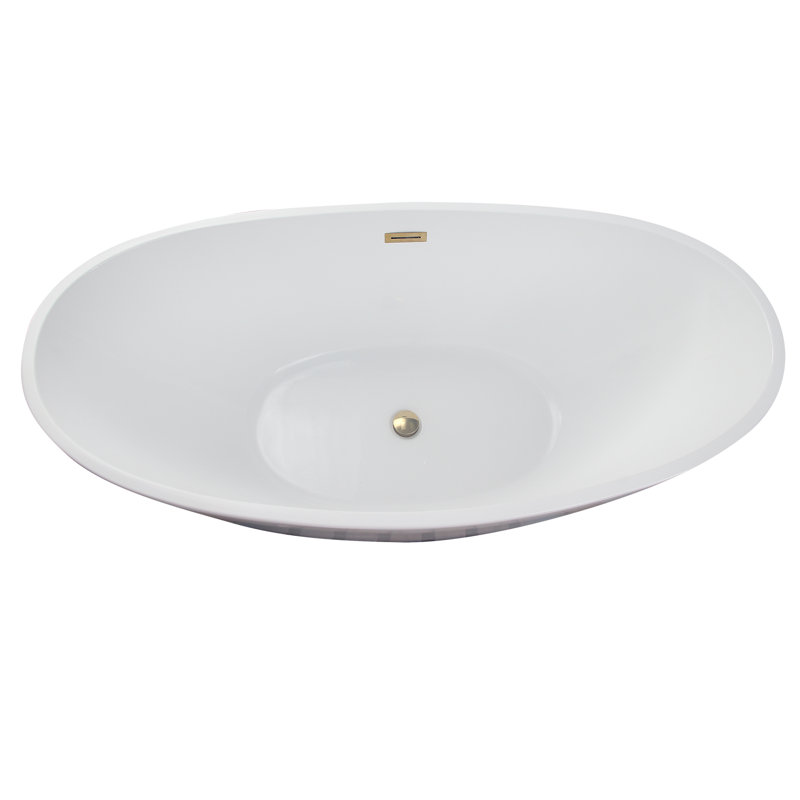 Newman 62'' x 30.5'' Soaking Acrylic Bathtub, Polished Brass