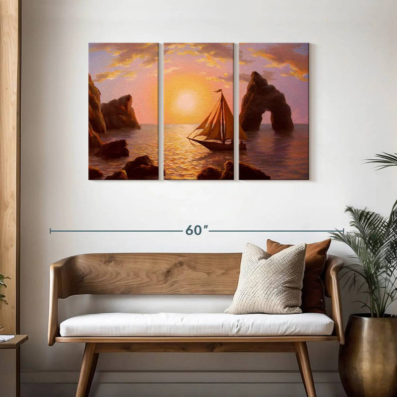 Mehar Sailboat By The Cliffs, 28" H x 45" W