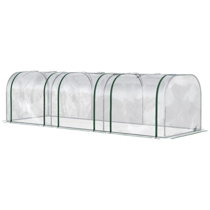 Mini serre Outsunny de 3 pi, serre portative à tunnel avec portes à fermeture à glissière, housse imperméable aux rayons UV, structure en acier