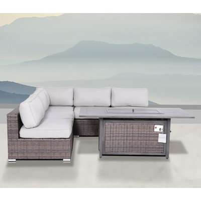 Ensemble de conversation modulaire en rotin 6 pièces avec coussins Meltham