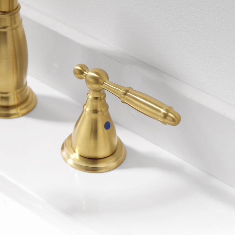 2-handle Bathroom Faucet with Drain Assembly, Gold