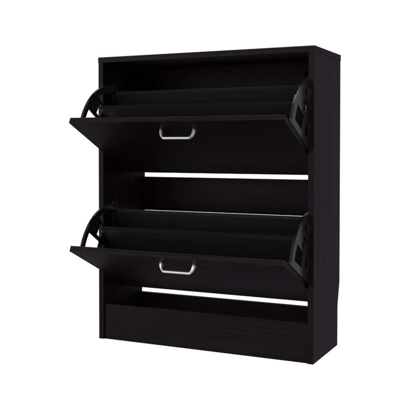 Shoe Cabinet with 2 Tilt-Out Doors, Black