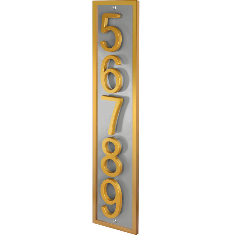 Plaque d'adresse flottante en aluminium Royal Shade, Doré, Oui, Gris