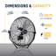 Ventilateur d'extérieur à grande vitesse 20 po Newair, support de plancher ou mural 2 en 1 résistant à l'eau, inclinaison réglable et 3 vitesses jusqu'à 4650 pi³ / min
