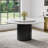 59.08'' Round Dining Table Marble Top with Rotating Turntable, White Circle Dining Table with Black Stainless Steel Base