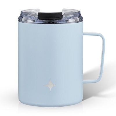 JoyJolt Coffee Mug with Handle and Flip Lid, 12oz.