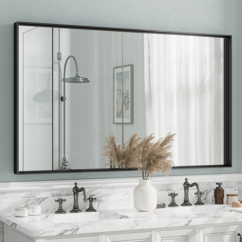 Miroir mural Aevar, 60 po x 36 po, Noir mat
