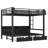 Queen over Queen Metal Bunk Bed with Storage Shelves & Drawers, USB Ports, LED Lights & Convertible Sofa – Black-708019052-708019054