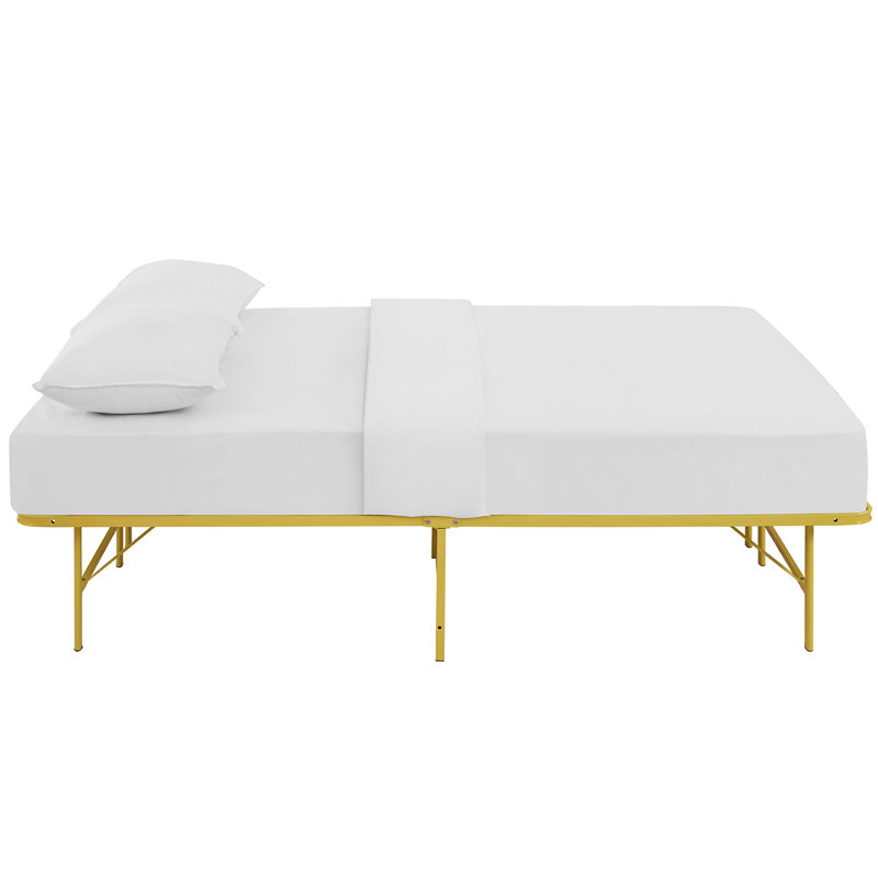 Horizon Full Yellow Stainless Steel Metal Bed Frame with Slats