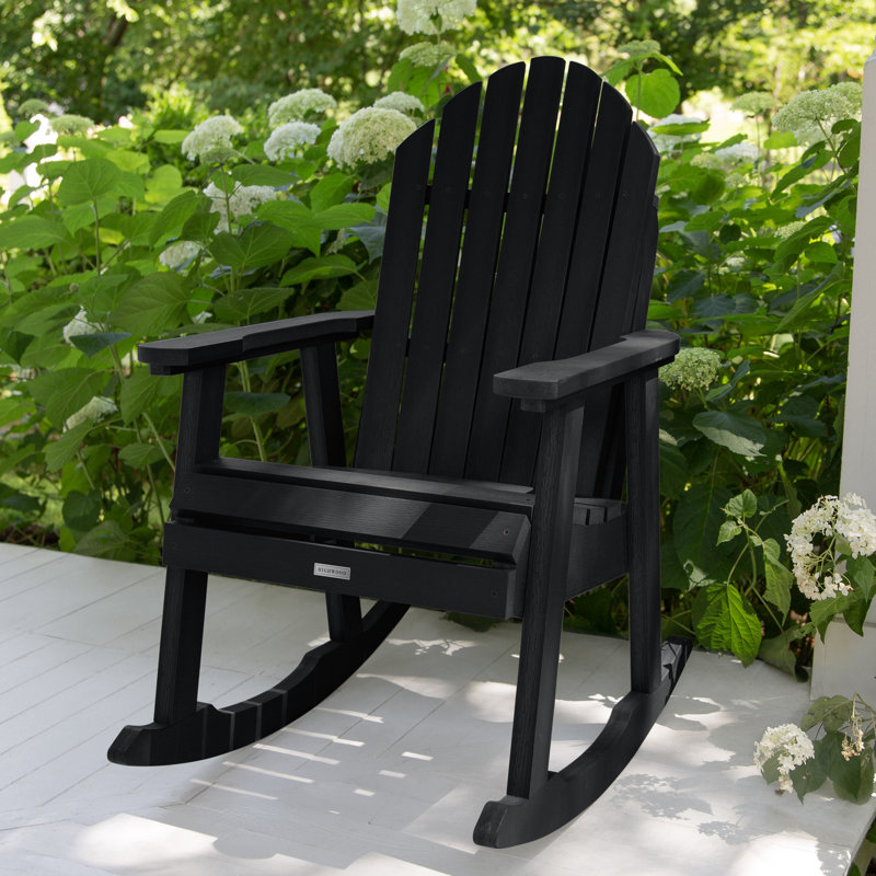 Hamilton Recycled Plastic Adirondack Rocking Chair, Black