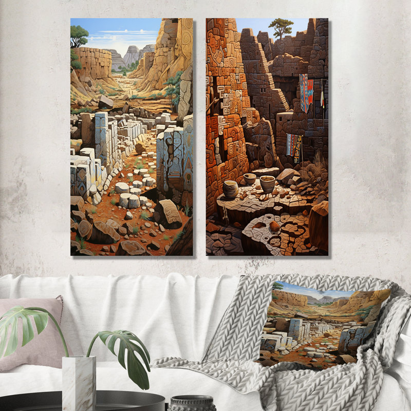 Ensemble de 2 pièces murales en métal Native Ruins, H 32 po x l 32 po