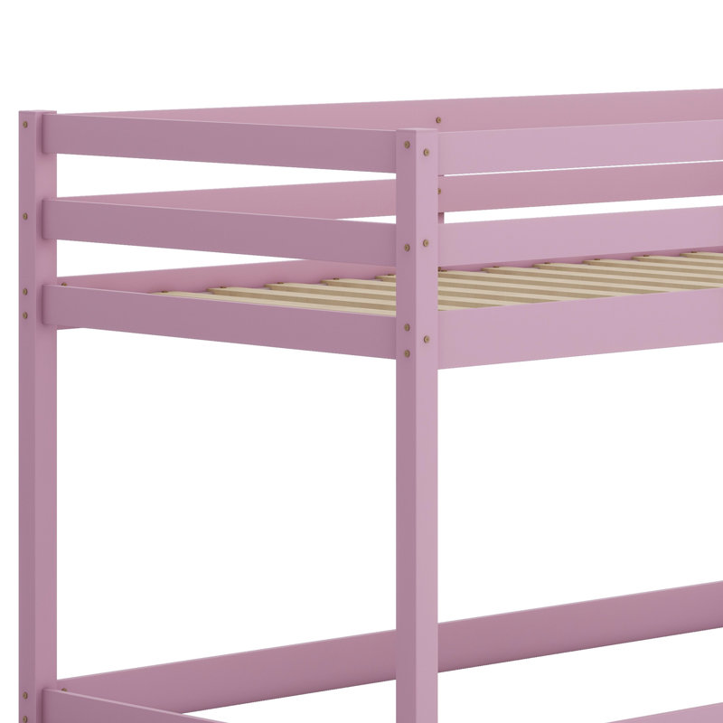 Lit superposé en bois avec échelle, Rose