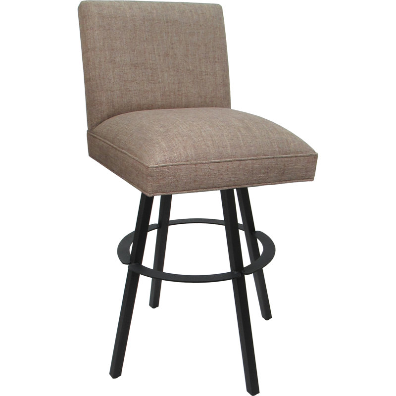 Swivel Metal Counter Stools Swivel Upholstered Counter Stool with Metal Frame, Light Brown, Black