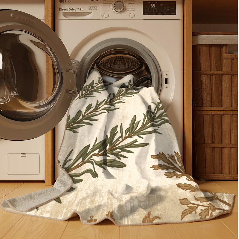 Machine Washable Ottwell Rosemary Country Rustic Vintage Look Rug in Beige – Beige Binding, 2x4