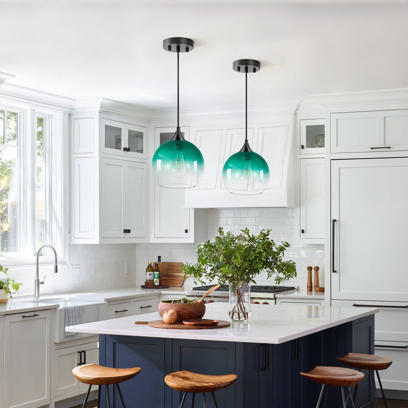1 - Light Kitchen Island Pendant, Gradient Green