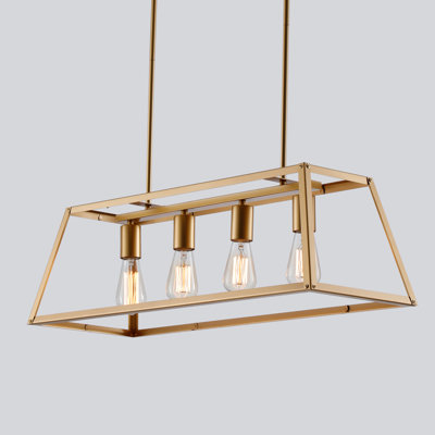 Luminaire suspendu rectangulaire à 4 lumières pour îlot de cuisine Jissie