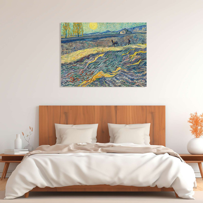 Field With Ploughing by Vincent Van Gogh - Wrapped Canvas Print, 50cm H x 70cm W