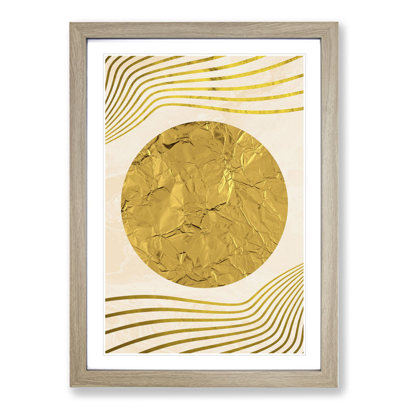 Golden Sun - Picture Frame Graphic Art, Oak Framed, 65cm H x 48cm W x 2cm D