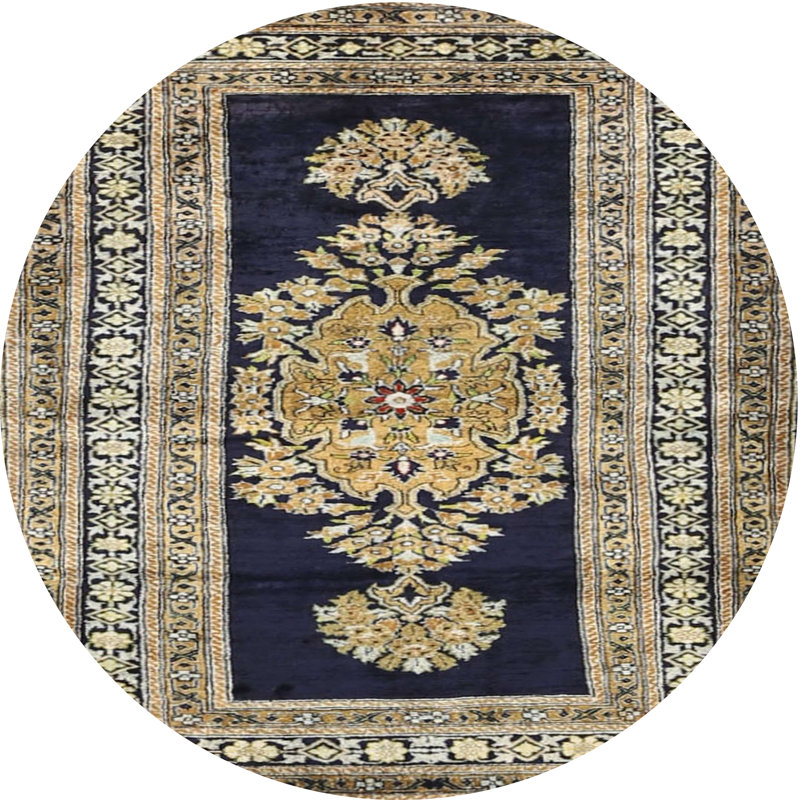 Tapis beige/noir contemporain, Rond 4 pi