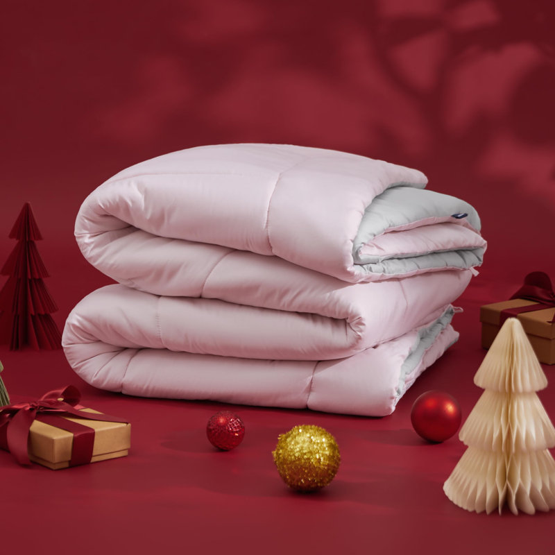 Bedsure Queen Color Block Quilted Duvet Insert – Pink & Gray, Down Alternative, All-Season, Queen Quilt, Pink/Gray